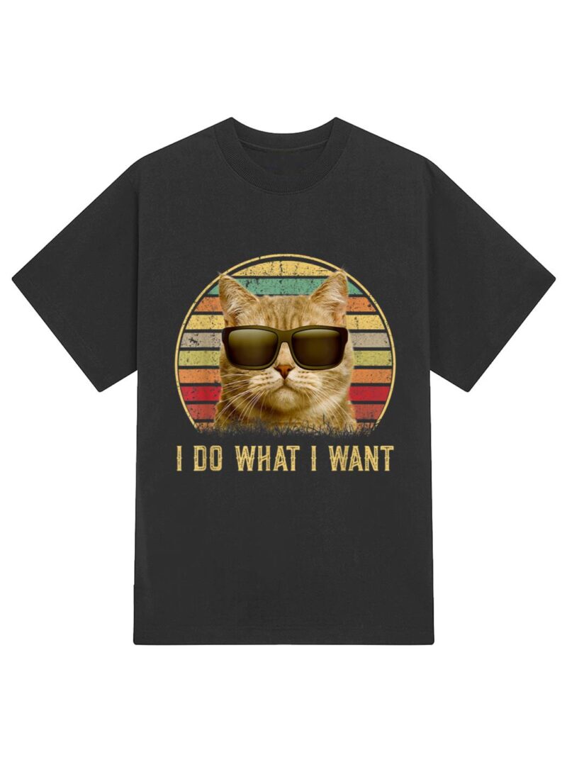 Retro 80s 90s I do what I want cat funny cat lover T-Shirt - Image 2