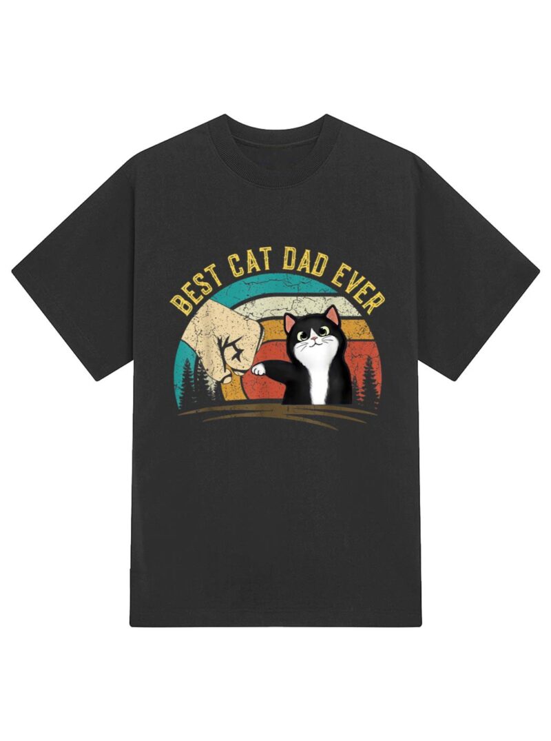 Retro Best Cat Dad Ever Father's Day Cat Daddy gifts T-Shirt - Image 2