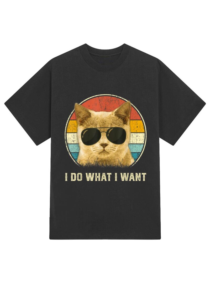 Retro Cat Lovers shirt I Do What I Want Cat T-Shirt - Image 2