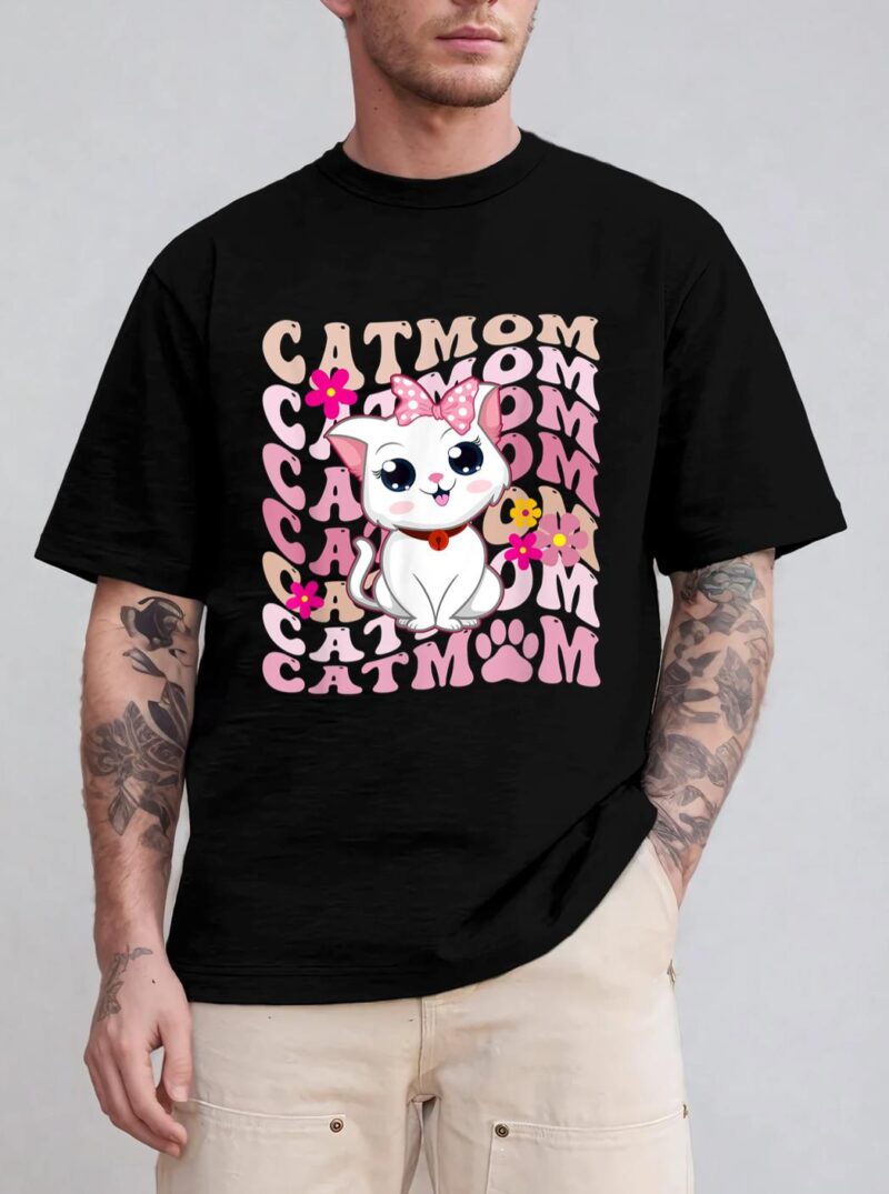Retro Cat Mom Groovy Cute Kitten Cat Lover T-Shirt