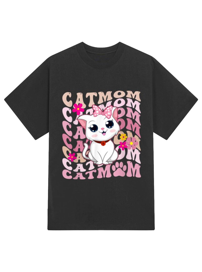 Retro Cat Mom Groovy Cute Kitten Cat Lover T-Shirt - Image 2