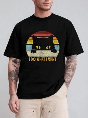 Retro I Do What I Want Cat Funny Meow 80s 90s Cat Lover T-Shirt