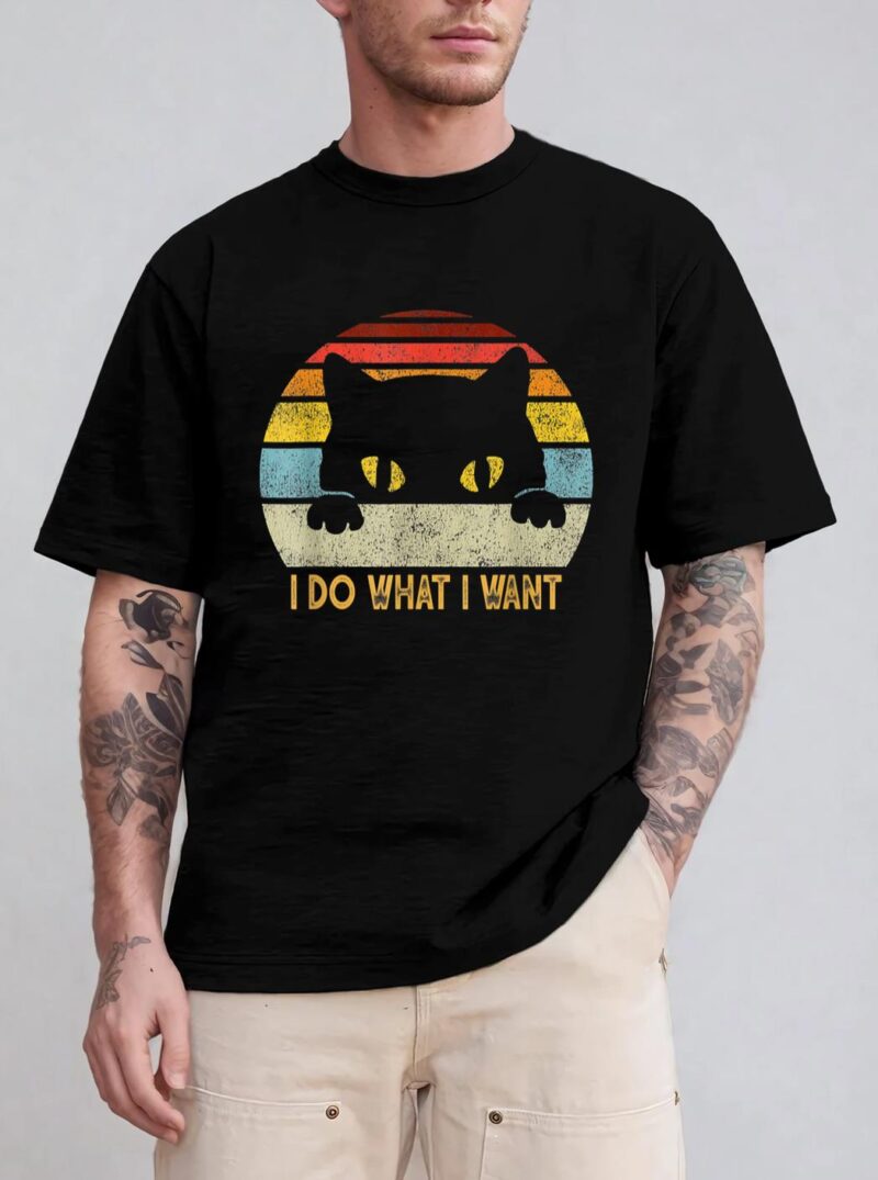Retro I Do What I Want Cat Funny Meow 80s 90s Cat Lover T-Shirt
