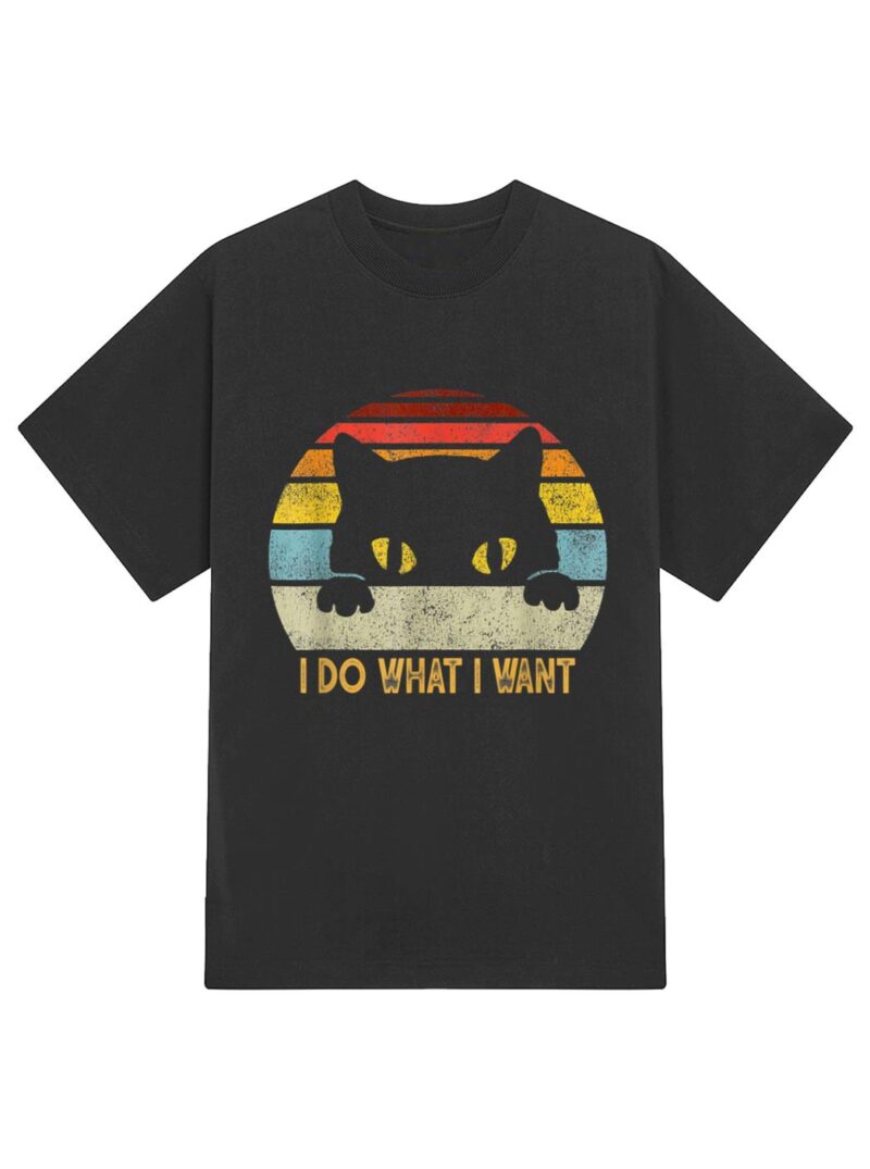 Retro I Do What I Want Cat Funny Meow 80s 90s Cat Lover T-Shirt - Image 2