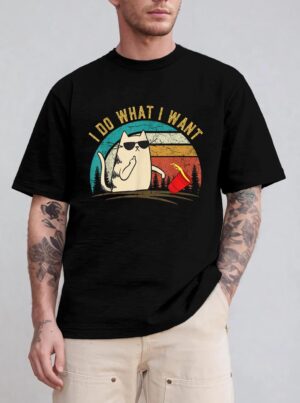 Retro I Do What I Want Cat, Cat Daddy Cat Mom Gifts T-Shirt