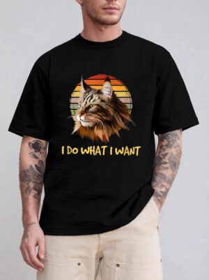 Retro I do what I want cat funny maine coon cat lover T-Shirt