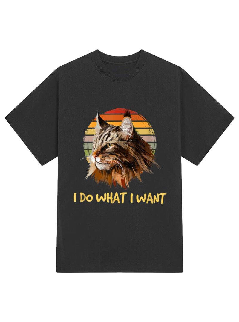 Retro I do what I want cat funny maine coon cat lover T-Shirt - Image 2