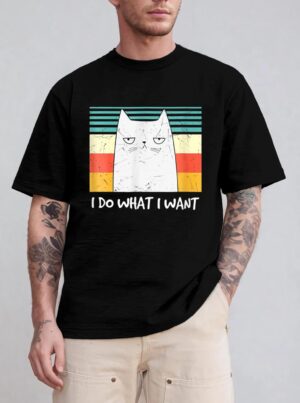 Retro Meow Cat I Do What I Want Funny Black Cat Lovers T-Shirt