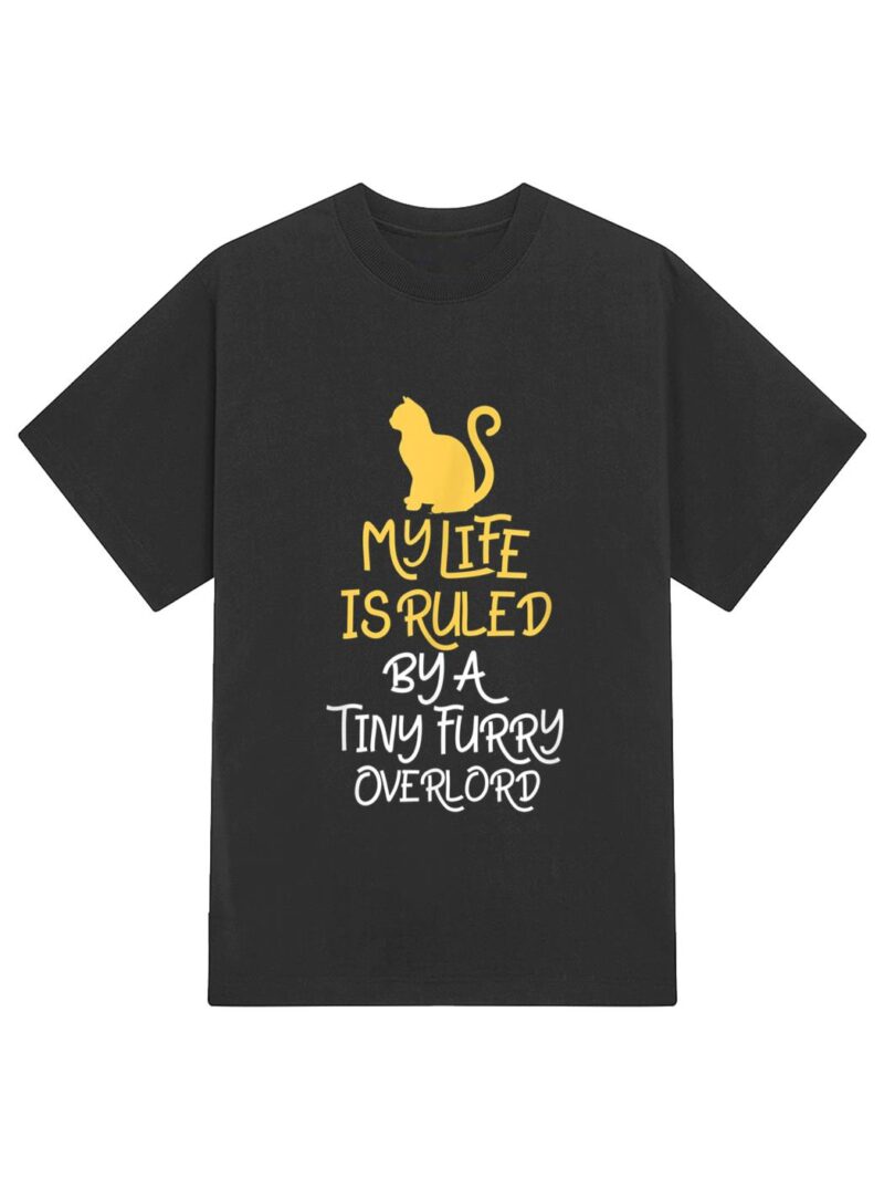 Retro Meow Cat My Life is Ruled by a Tiny Furry Overlord T-Shirt - Image 2