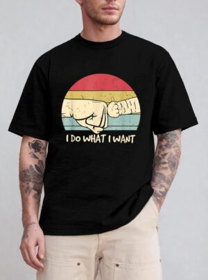 Retro Paw Cat I Do What I Want Cat Vintage Black Cat T-Shirt