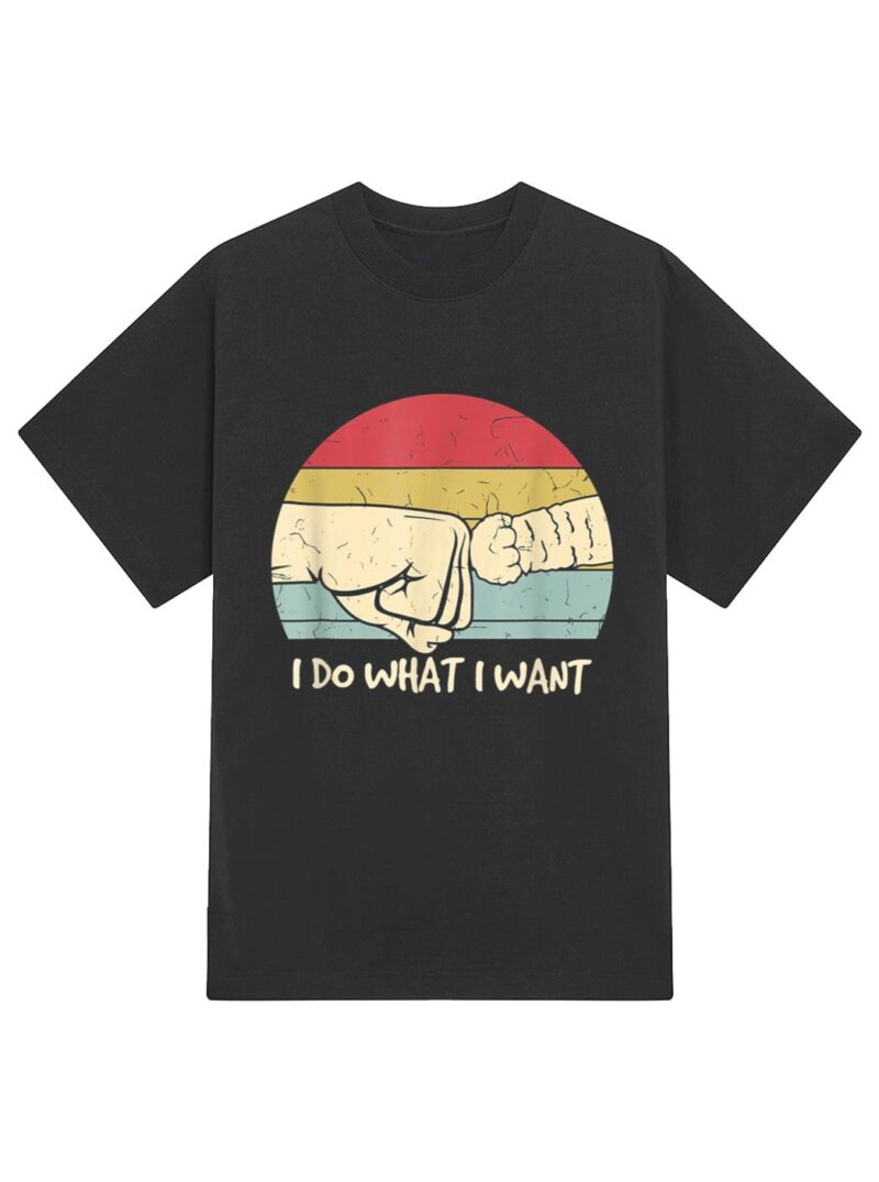 Retro Paw Cat I Do What I Want Cat Vintage Black Cat T-Shirt - Image 2