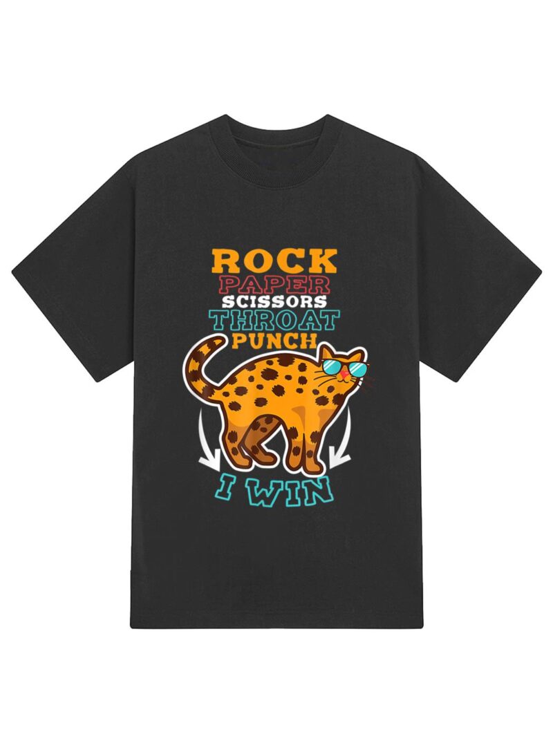 Rock Paper Scissors Hroat Punch I Win Cat Hand Game Player T-Shirt - Image 2