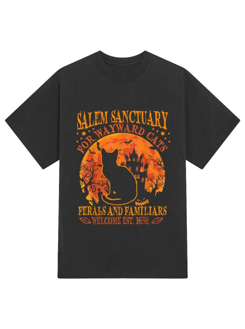 Salem Black Cat Halloween-Shirt Kids Girls Kitten Lover Gift T-Shirt - Image 2