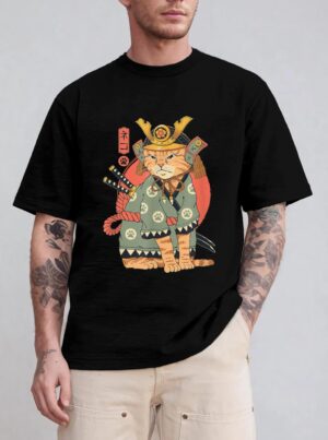 Samurai Japanese Cat Bushido Katana Vintage Gifts Men Women T-Shirt