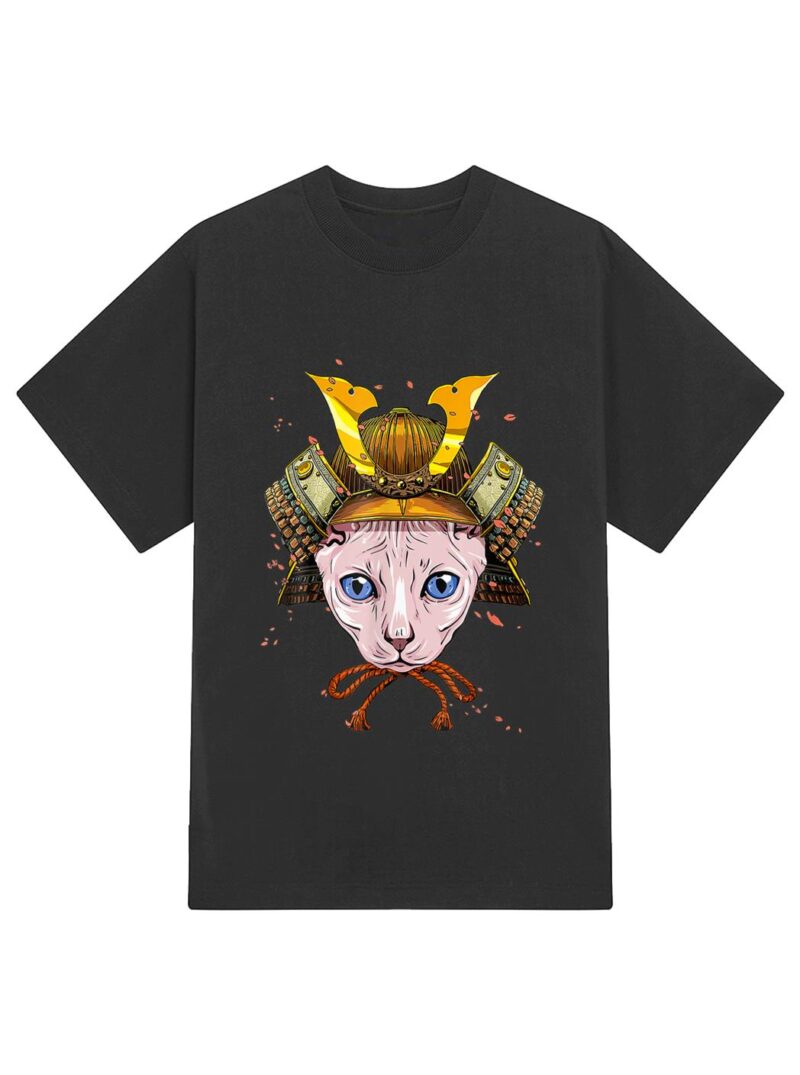 Samurai Sphynx Cat Warrior Samurai Cat Lovers T-Shirt - Image 2