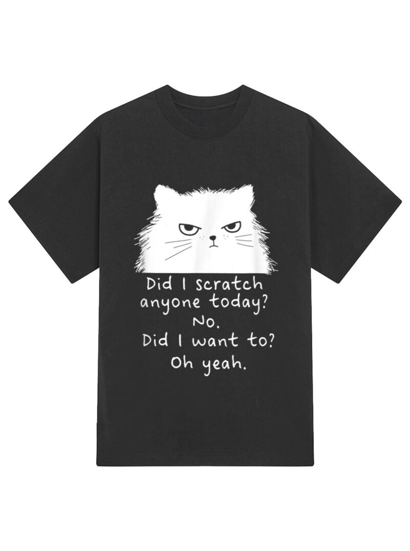 Sarcastic Cat Have I Scratched Anyone Today Black Cat Kitty T-Shirt - Image 2