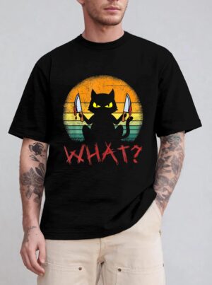 Serial Killer Halloween Cat T-Shirt