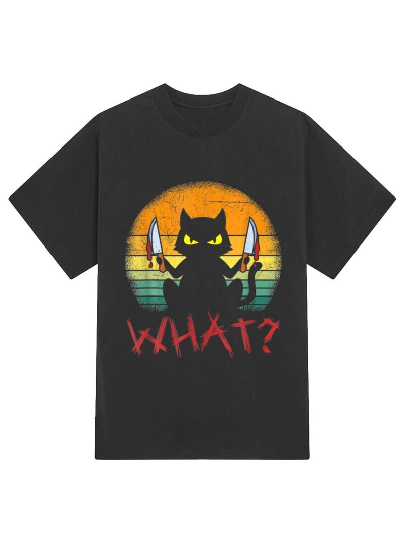 Serial Killer Halloween Cat T-Shirt - Image 2
