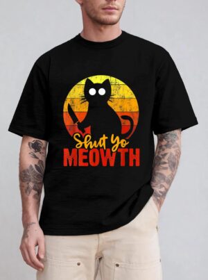 Shut Your Meowth Gory Halloween Cat With Knife Murderous T-Shirt