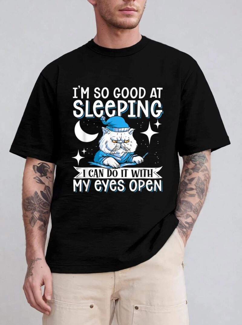 Sleeping Cat With Open Eyes Cat Lover T-Shirt