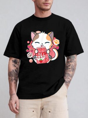 Strawberry Milk Cat Cute Kawaii Kitten Anime Gift Teen Girls T-Shirt