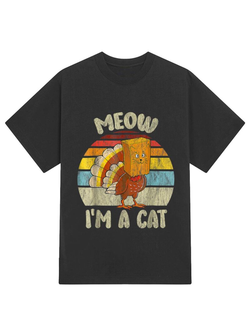 Thanksgiving Funny Turkey Fake Cat Meow Kitty Cats Lover_1 T-Shirt - Image 2