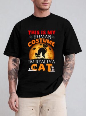 This Is My Human Costume I'm Really A Cat Pumkin Halloween T-Shirt