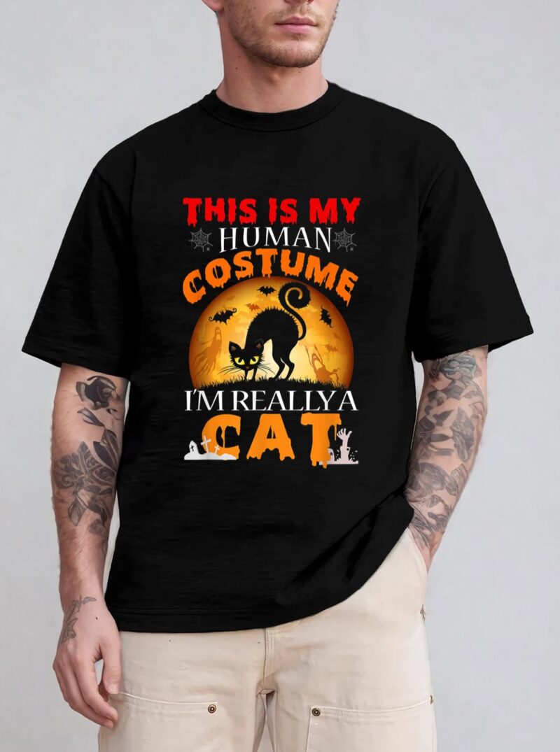 This Is My Human Costume I'm Really A Cat Pumkin Halloween T-Shirt