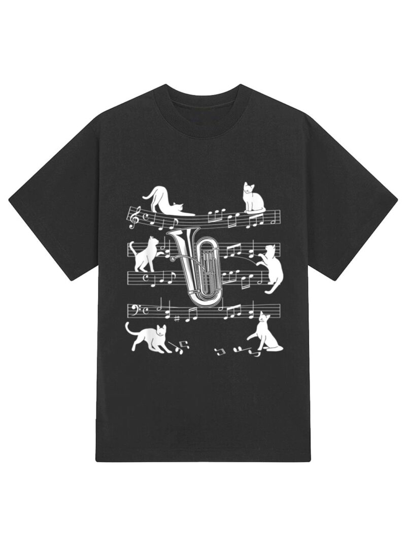Tubist Cats for Cat loving Tuba player T-Shirt - Image 2