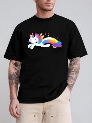 Unicorn Kitty Rainbow  - Flying Unicat Caticorn T-Shirt