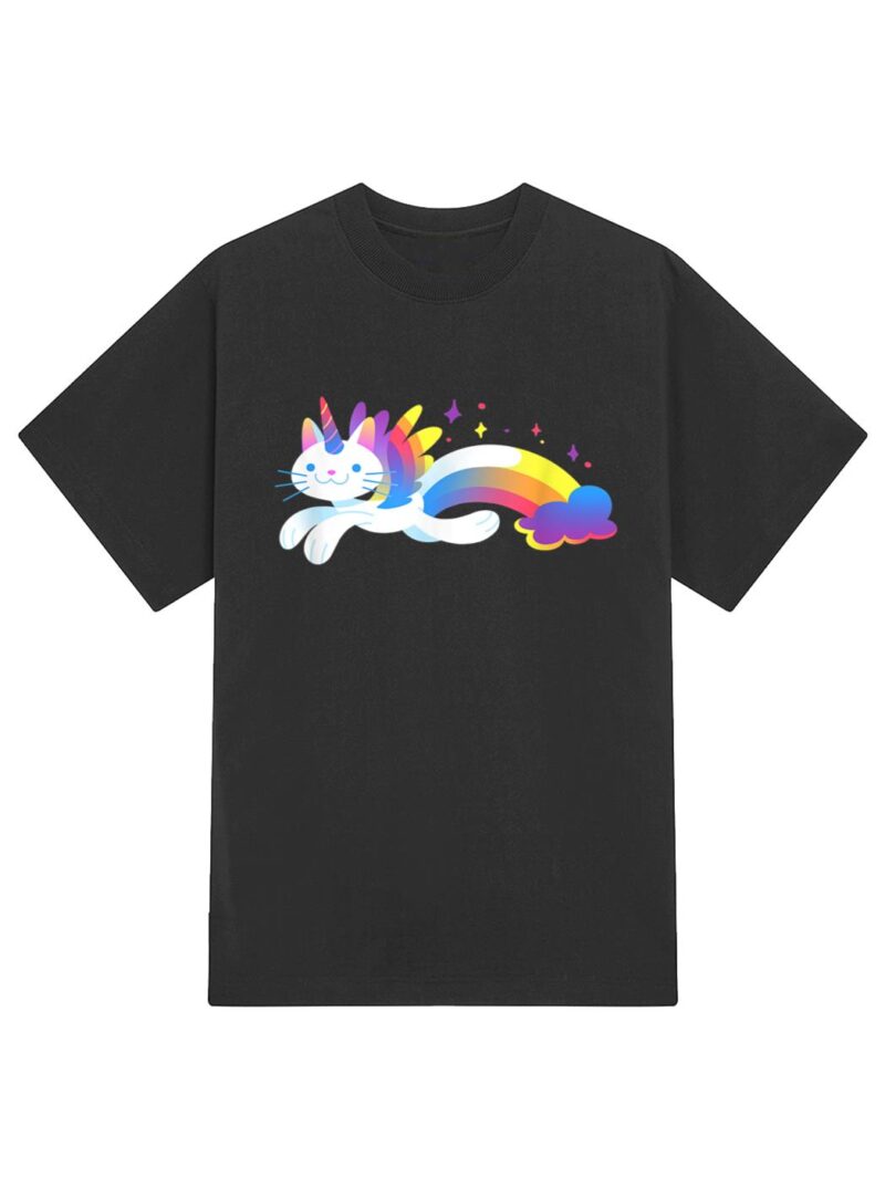 Unicorn Kitty Rainbow  - Flying Unicat Caticorn T-Shirt - Image 2