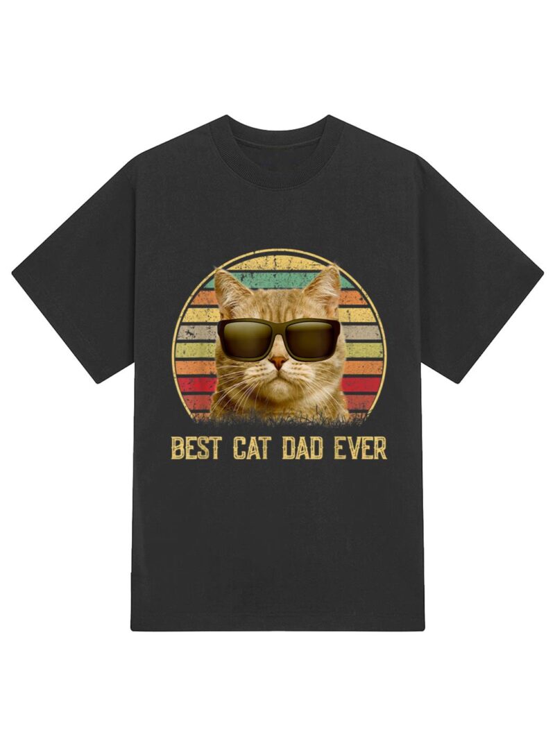 Vintage Best Cat Dad Ever  Cat Daddy Gift T-Shirt - Image 2
