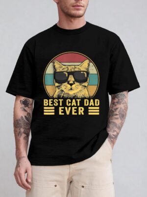 Vintage Best Cat Dad Ever Bump Fit T-Shirt
