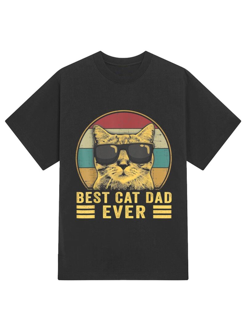 Vintage Best Cat Dad Ever Bump Fit T-Shirt - Image 2