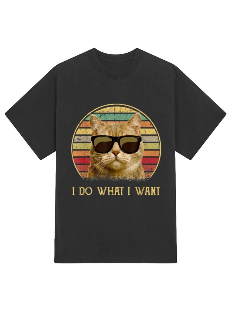 Vintage Cat gifts 2022 Funny cat lovers i do what i want cat T-Shirt - Image 2