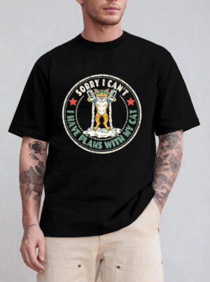 Vintage Sorry I Can't I Have Plans With Cat Lover T-Shirt