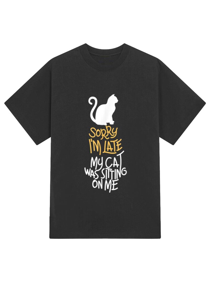 Vitnage Black Cat Sorry I'm Late My Cat Was Sitting On Me T-Shirt - Image 2