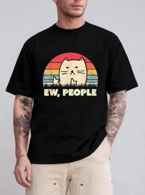Vitnage black cat funny ew, people meowy cat kitty lovers T-Shirt