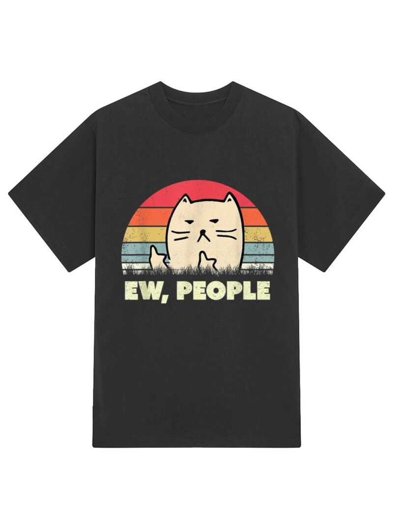 Vitnage black cat funny ew, people meowy cat kitty lovers T-Shirt - Image 2