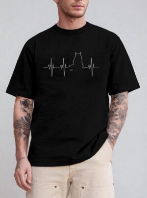 Womens Maine Coon Cat Heartbeat T-Shirt