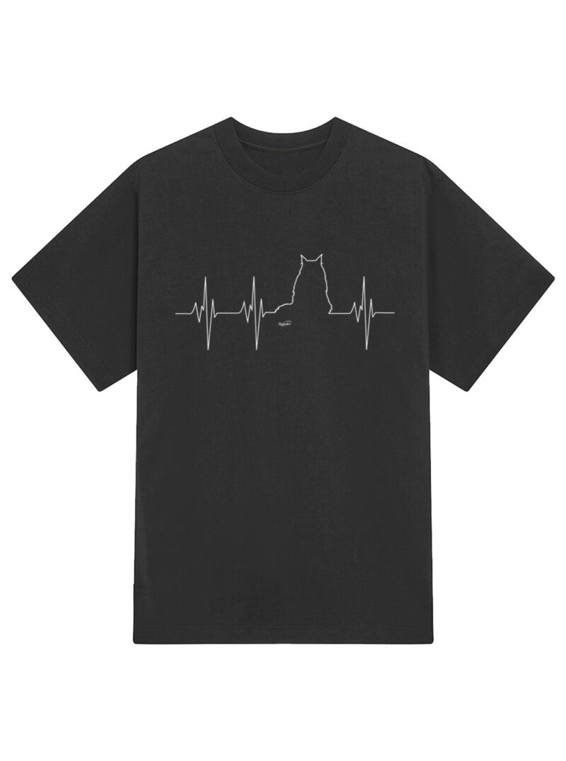 Womens Maine Coon Cat Heartbeat T-Shirt - Image 2