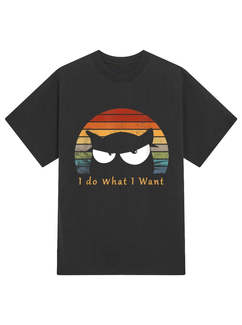 retro i do what i want cat funny black cat lover T-Shirt - Image 2