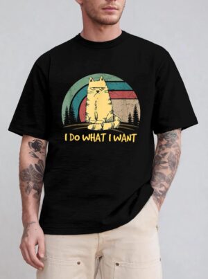 vintage funny cat I do what I want with my cat funny gift T-Shirt