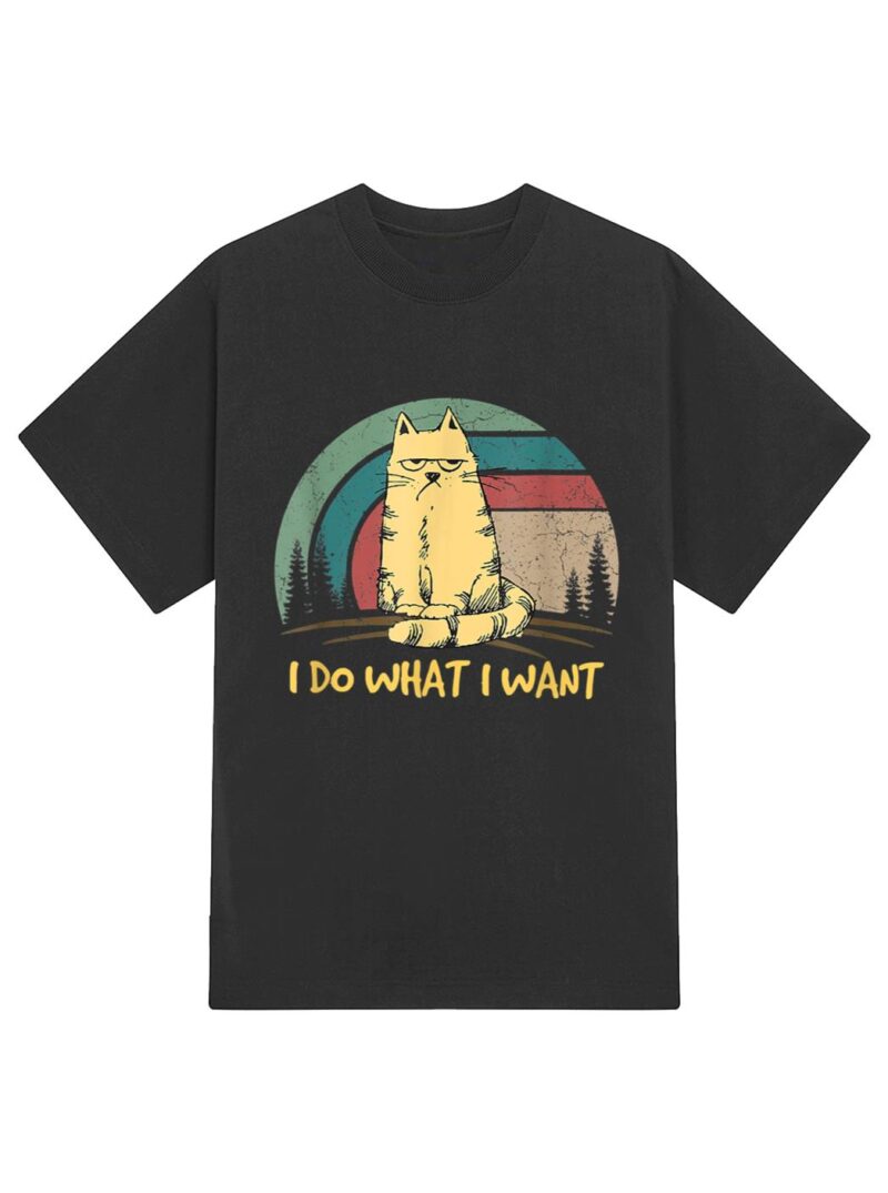 vintage funny cat I do what I want with my cat funny gift T-Shirt - Image 2