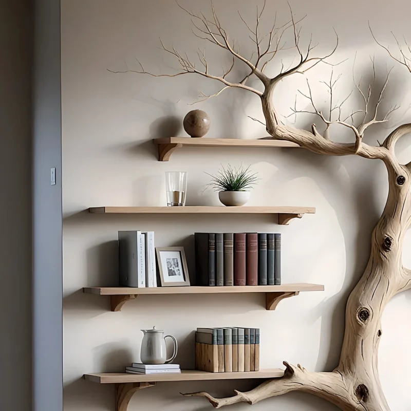 Tree-Shaped Wall Shelf – Souvenir & Room Decoration Bookshelf - Image 2
