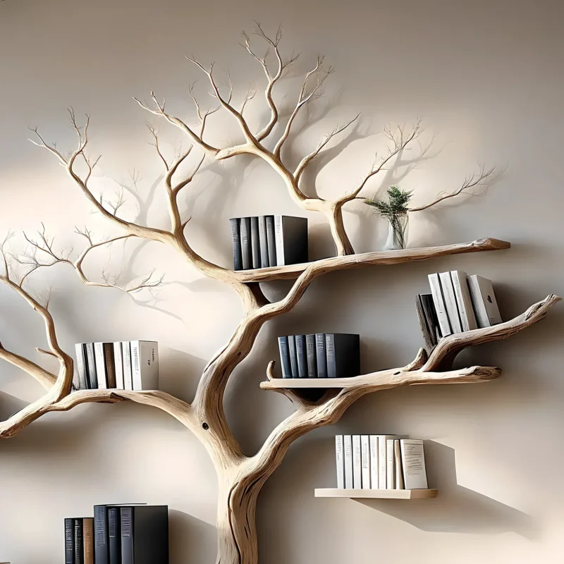 Tree-Shaped Wall Bookshelf – Creative Wooden Shelf for Home Decor