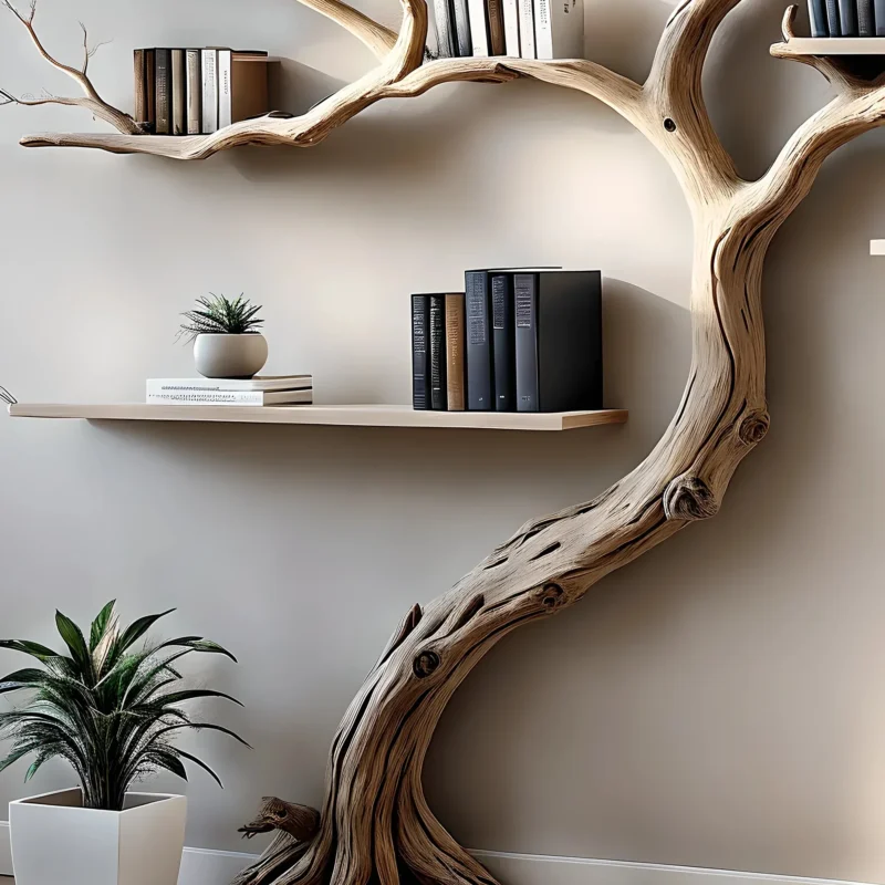 Tree-Shaped Wall Bookshelf – Creative Wooden Shelf for Home Decor - Image 3
