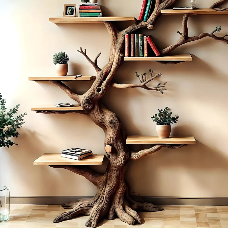 Wooden Tree Bookshelf – Kids’ Library Shelf, Preschool & Farmhouse Decor