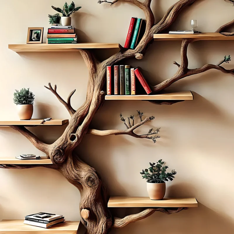 Wooden Tree Bookshelf – Kids’ Library Shelf, Preschool & Farmhouse Decor - Image 2