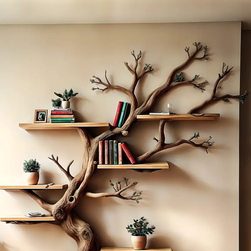 Wooden Tree Bookshelf – Kids’ Library Shelf, Preschool & Farmhouse Decor - Image 4
